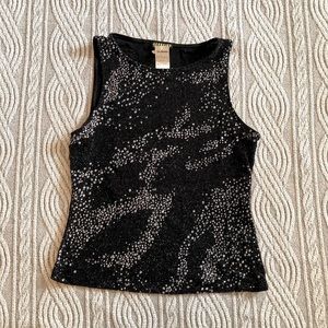 Black Sparkly Stretch Camisole Size Large NWT